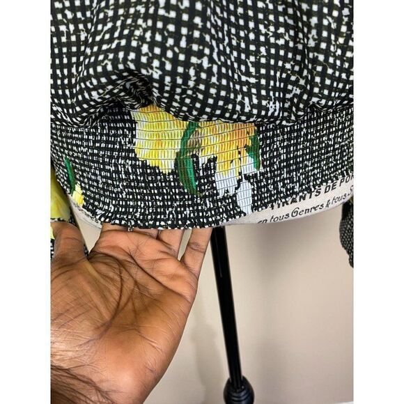 INC v-neck Gingham floral print blouse- M - Picture 4 of 5